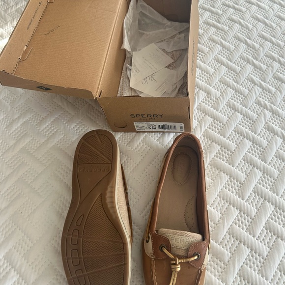 Sperry Dunefish Linen Men\'s Brown Leather Boat Shoes Size 9